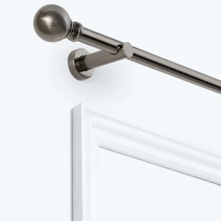 Kit de barra de cortina metálica con ojales fijos y remate de bola de 28 mm de diámetro