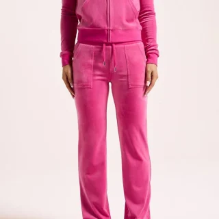 Pantalón deportivo de terciopelo Juicy Couture Del Ray, color Very Berry