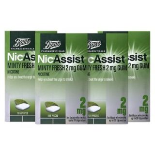 Botas NicAssist Minty Fresh 2 mg Chicle - Paquete de 4 x 105 piezas