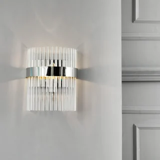 Aplique de pared Alexa de Laura Ashley, níquel pulido transparente