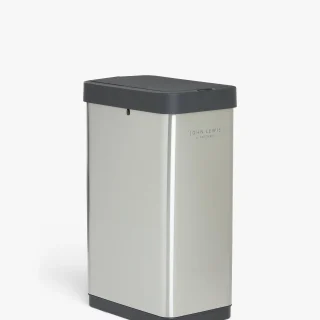 Contenedor de reciclaje con sensor de 2 secciones, asas, acero inoxidable, 28-22 L