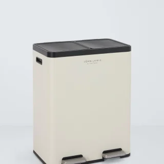 Contenedor de reciclaje de 2 secciones con asas, 60 L - Piedra