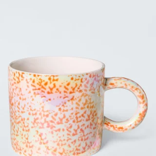 Taza de cerámica iridiscente de 400 ml, color naranja multicolor