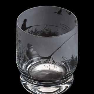 Vaso de cristal grabado Dartington Crystal Aspect para pesca con mosca, 350 ml, transparente