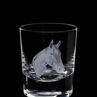 Vaso de cristal Dartington Crystal con grabado a mano de un caballo, 300 ml, transparente