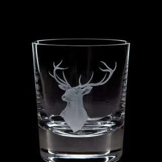 Vaso de cristal Dartington Crystal con ciervo grabado a mano, 300 ml, transparente