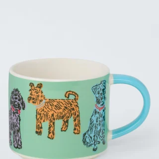 Taza de cerámica con diseño de perro colorido, 349 ml