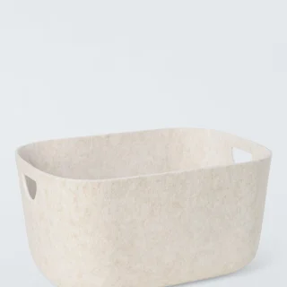 Caja de almacenamiento de fieltro mediana color crudo