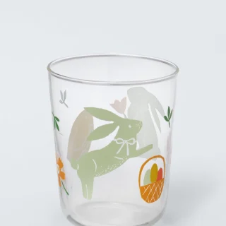 Vaso de cristal transparente de 300 ml con forma de conejito de Pascua