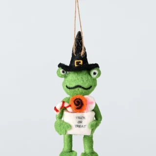 Rana de fieltro para Halloween, decoración colgante