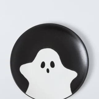 Plato llano de cerámica con diseño de fantasma de Halloween, 21,5 cm