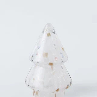 Árbol de Navidad de cristal con confeti, 20 cm de alto, transparente