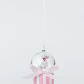 Adorno de bola de nieve con forma de caniche de esplendor de herencia