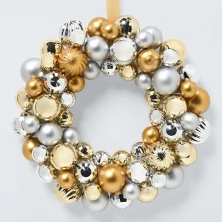 Adorno de guirnalda dorado y plateado de 40 cm de diámetro