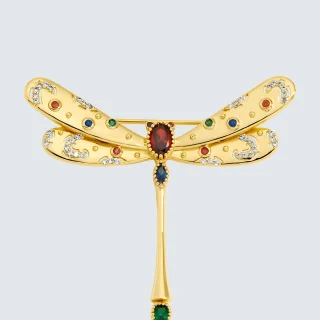Broche de libélula de cristal de Jon Richard, oro