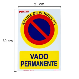 Cartel Vado Permanente 30x21 cm.