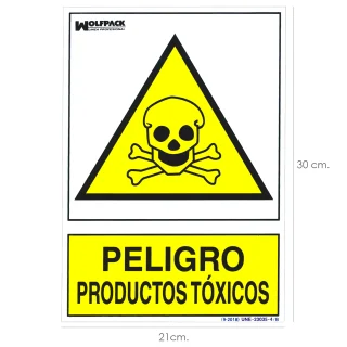 Cartel Peligro Productos Toxicos 30x21cm.