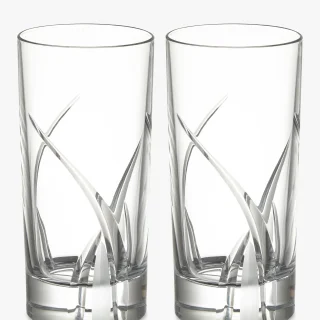 Vasos altos de cristal tallado Grosseto de 360 ml, juego de 2, transparentes