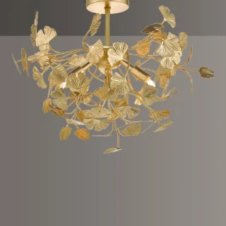 Lámpara de techo semiempotrada Dar Yadira Leaf, color oro