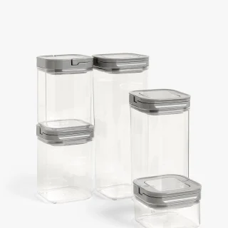 Juego de 5 contenedores cuadrados herméticos con cierre abatible