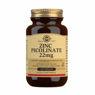Zinc Picolinato 22 Mg 100 Comp Solgar – Envejecimiento Prematuro