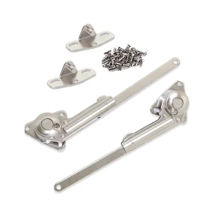 Emuca Juego de compases para puertas abatibles NSDX, fuerza 20-70kgxcm, Acero y zamak, Niquelado