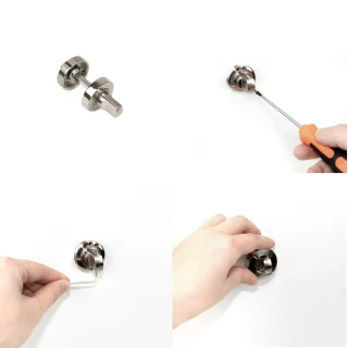 Emuca Lote de 5 condenas con roseta redonda para puertas de interior, diámetro 35mm, Zamak, Níquel satinado