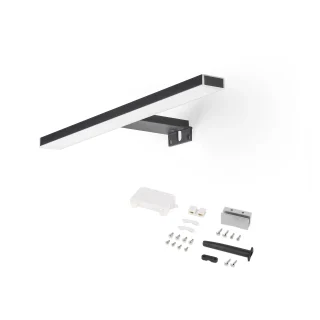 Emuca Foco LED para espejo de baño Leo (AC 230V 50Hz), sin necesidad de convertidor, L280mm, Luz blanca fría 5.700K, Plástico, Pintado negro