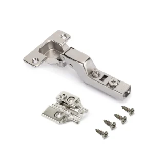 Emuca Lote de 20 bisagras supercodo X92 con cierre suave y suplementos para atornillar, Acero, Niquelado