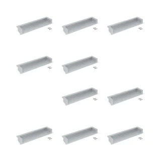 Emuca Lote de 10 tiradores para mueble Modena, L137mm, intereje 128mm, Zamak, Pintado aluminio