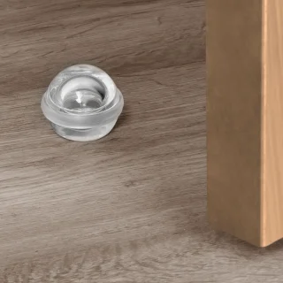 Lote de 6 topes para puertas adhesivos semiesféricos, fijación en el suelo, Plástico, Transparente