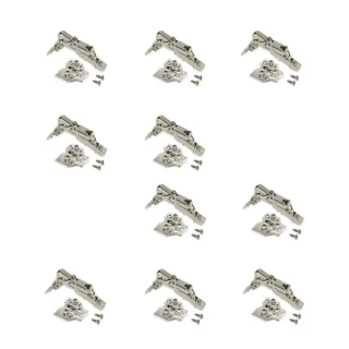 Lote de 10 bisagras rectas X91 apertura 165 grados con cierre suave y suplementos, Niquelado/titanio