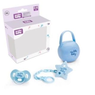 Acofarbaby Chupe Anatómico+Cadena+Portachupetes Azul 0-6