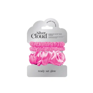 3 coleteros de satén fucsia mixtos Silver Cloud